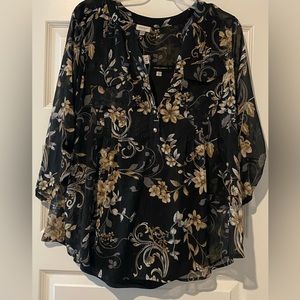 Avenue floral sheer shimmery top NWT